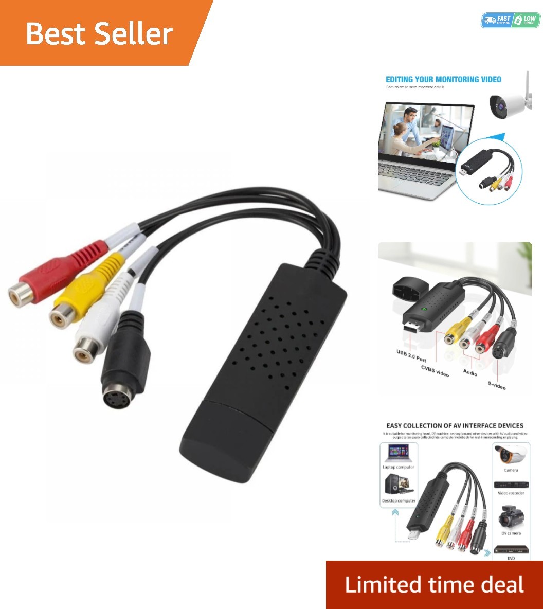Universal VHS to Digital Converter Capture Card – Easy Setup for Windows & Mac