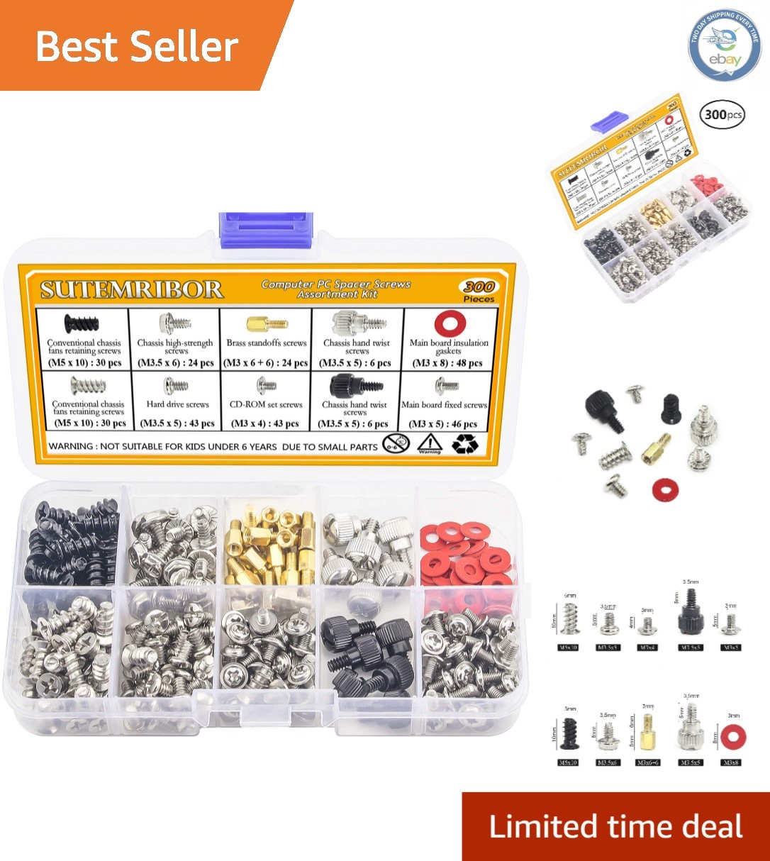 Complete 300PCS Standoff Screw Kit for Motherboard, Hard Drives, and Fans