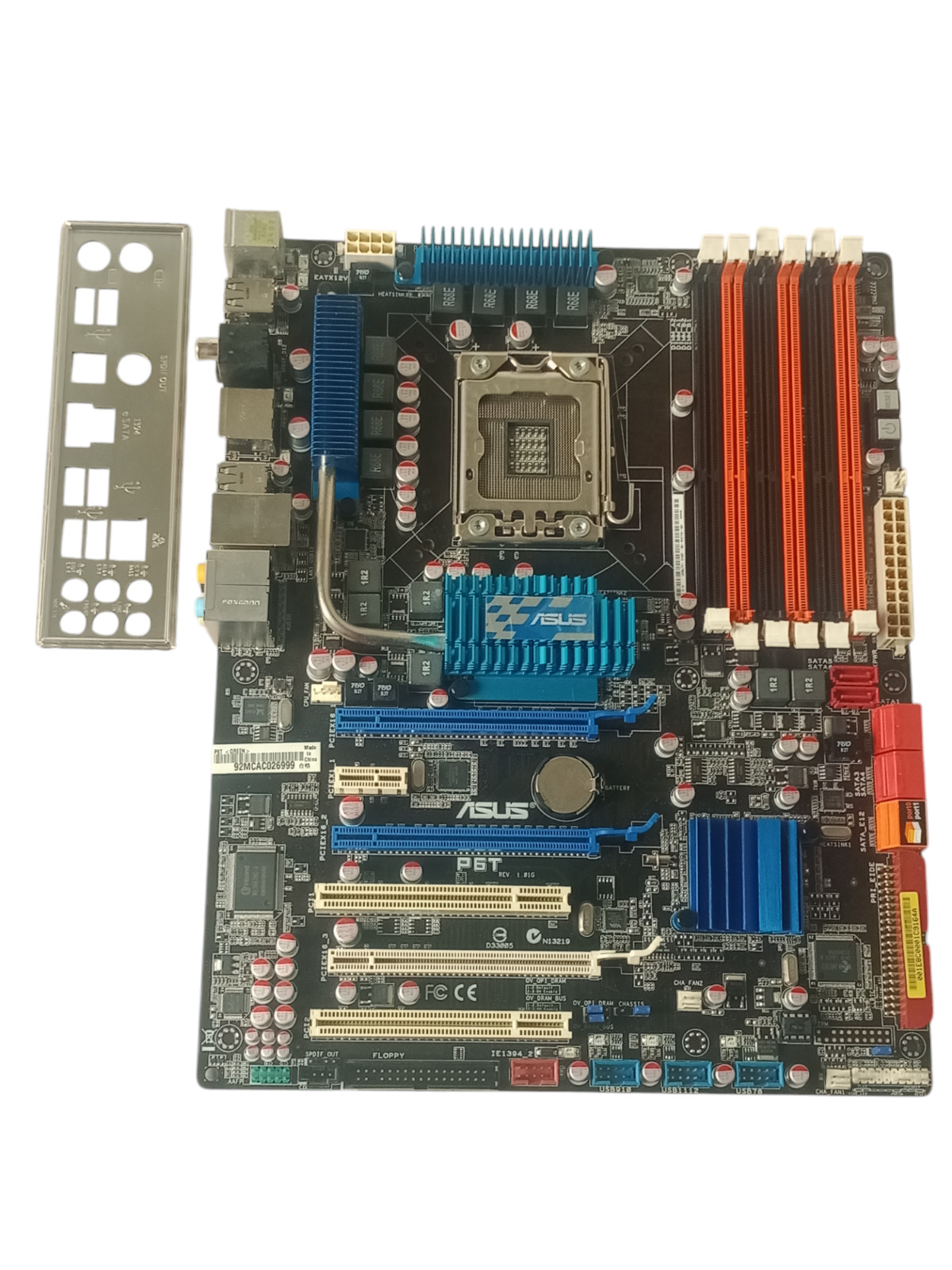 Asus P6T Rev. 1.01G LGA1366 DDR3 ATX Motherboard+I/O Shield | Tested Working