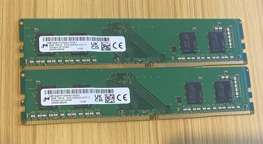 Micron MTA4ATF1G64AZ-3G2E1 16GB (2x 8GB) 8GB 1Rx16 PC4-3200AA Desktop RAM UDimm