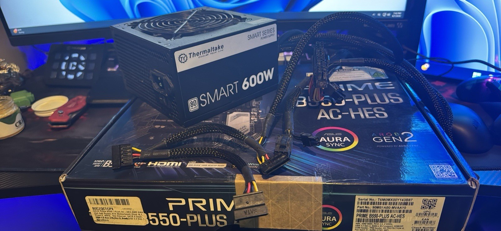 ASUS PRIME B550 non WiFi motherboard and power supply