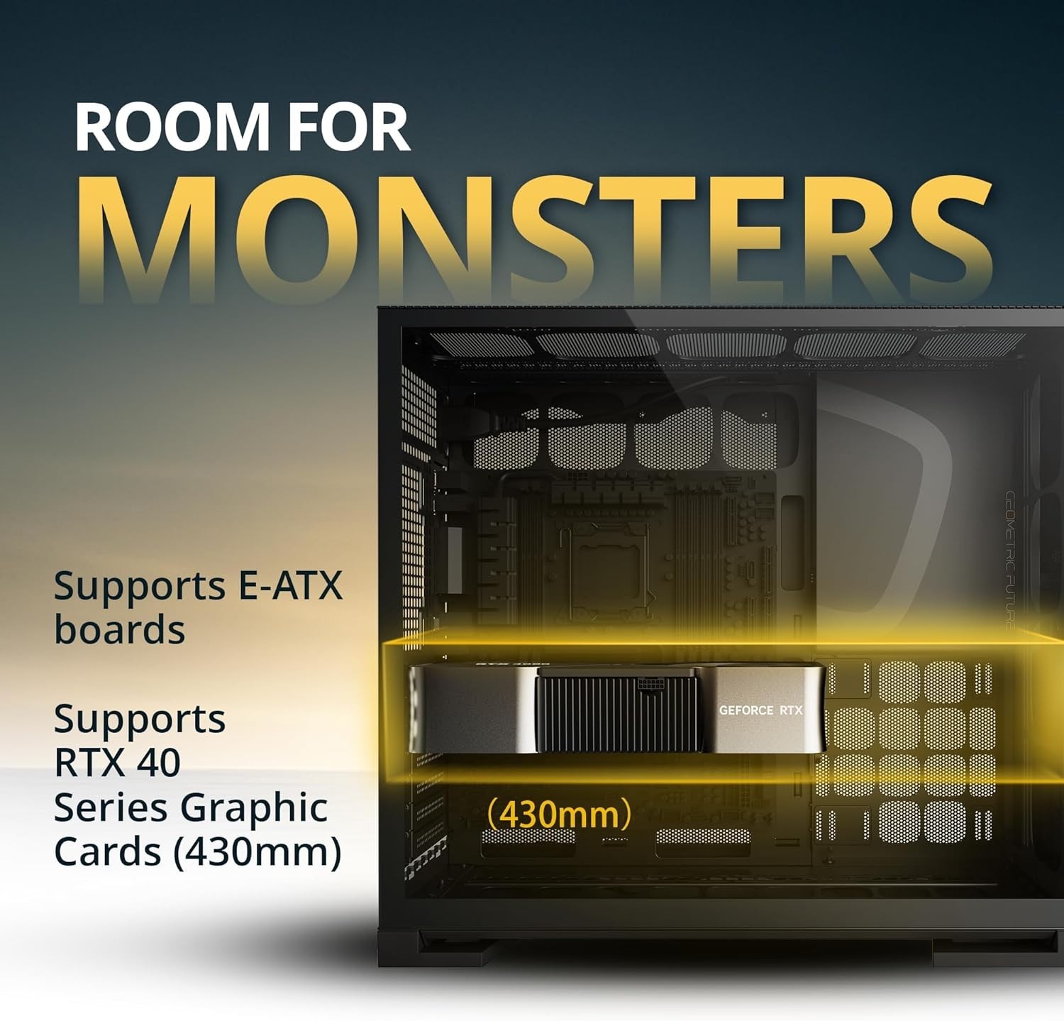 M5 Vent Mesh Front Panel Tempered Glass Mid Tower, E-ATX/ATX Gaming Case, High A