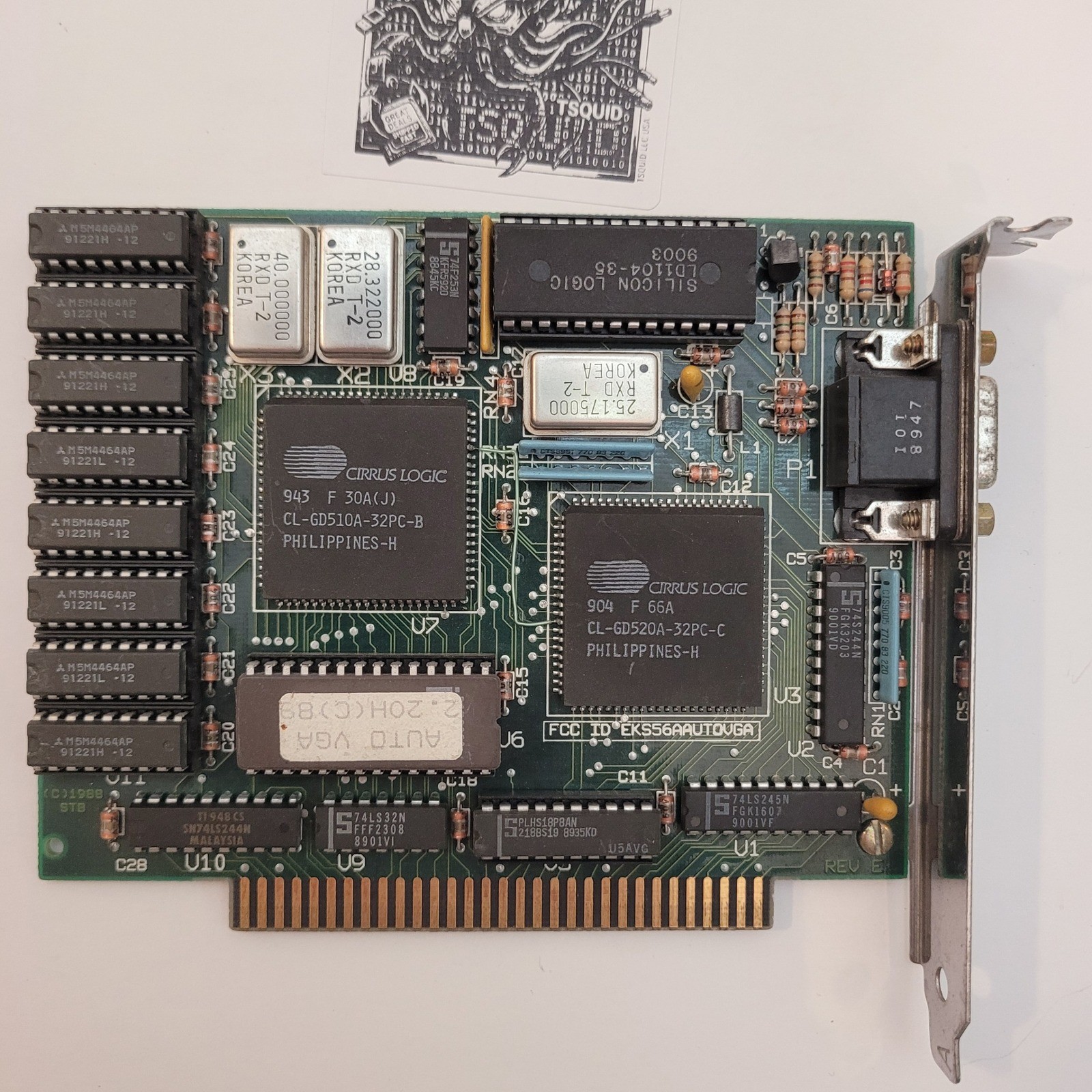 Cirrus Logic CL-GD510A CL-GD520A VGA Video Card 8-Bit ISA Hercules EKS56AAUTOVGA