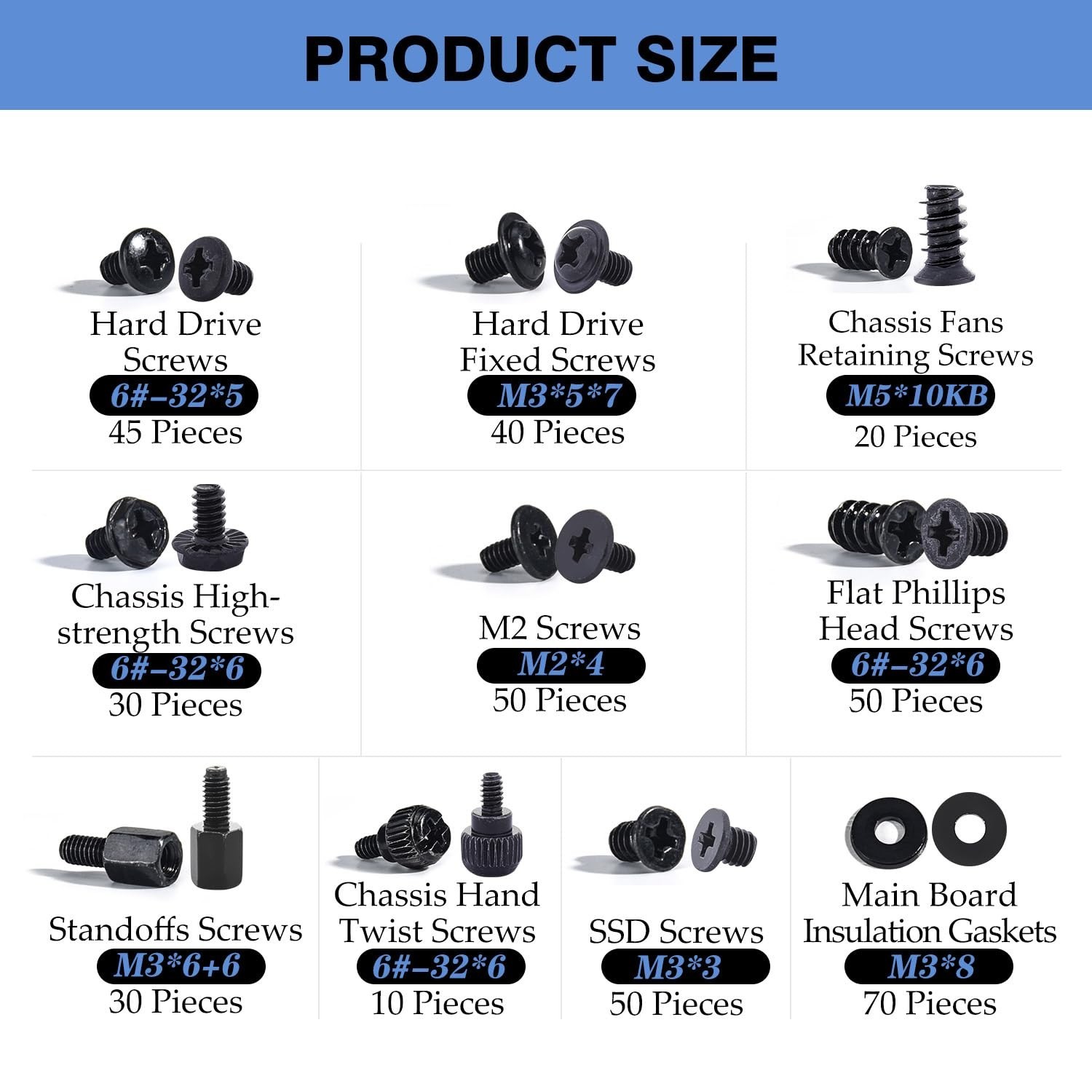 400PCS Computer Screws Motherboard Standoffs Assortment Kit for Universal Mot…