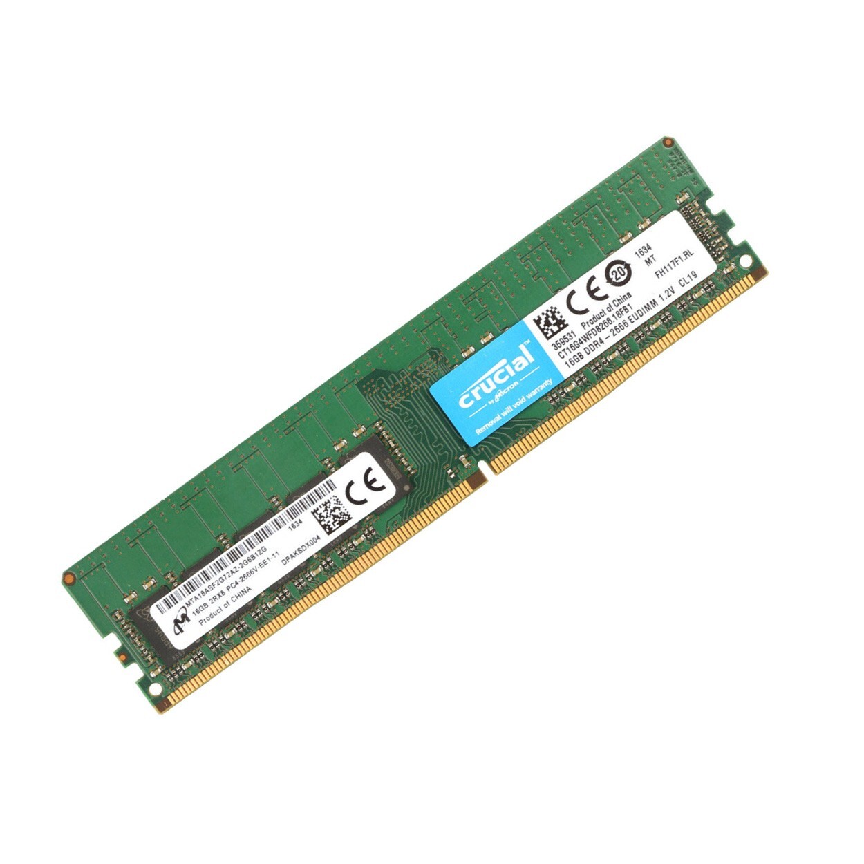 Crucial 64GB (4X16GB) DDR4 2666MHz PC4-21300 ECC EUDIMM Memory Ram CT16G4WFD8266