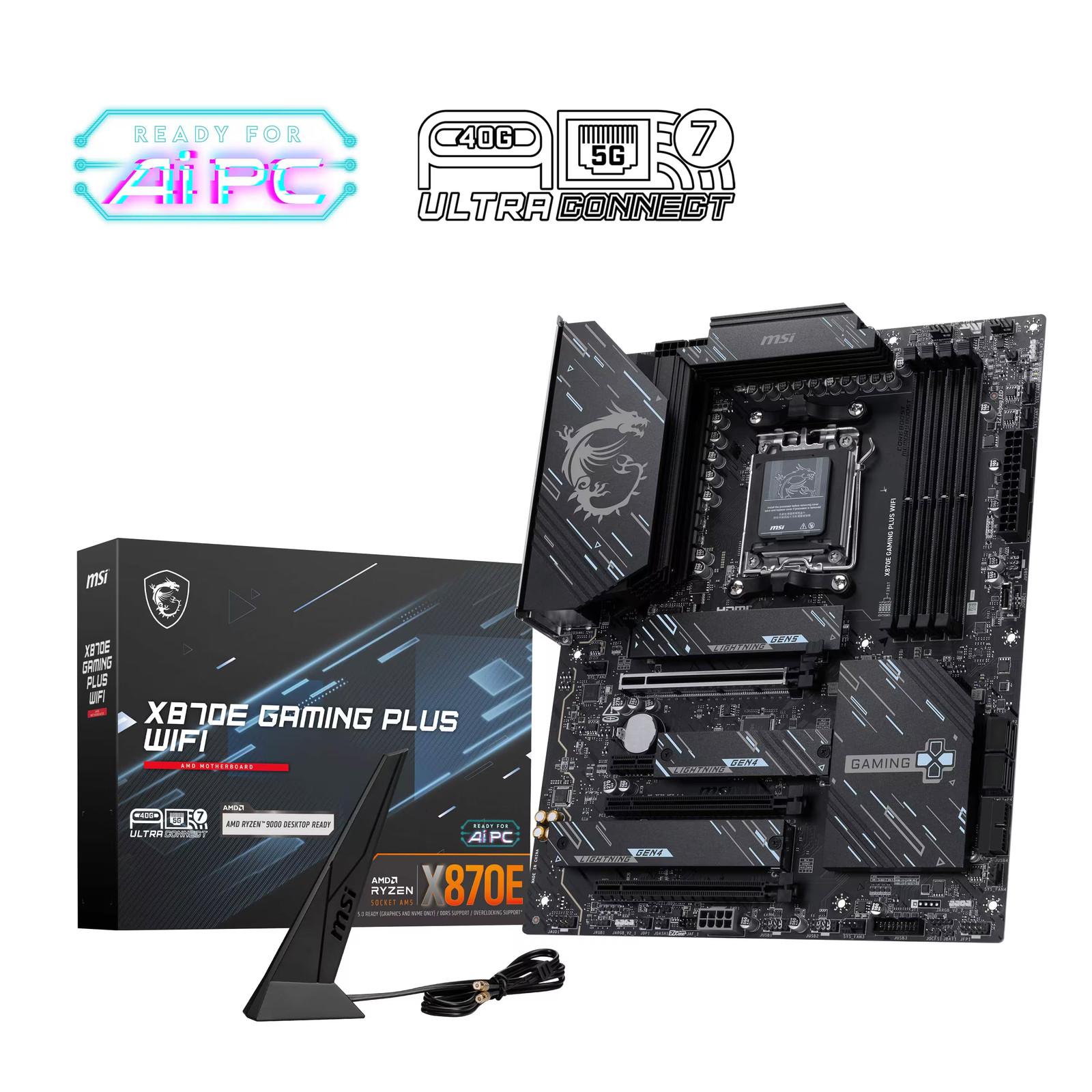 MSI – X870E GAMING PLUS WIFI (Socket AM5) AMD X870E ATX DDR5 Wi-Fi 7 Motherbo…