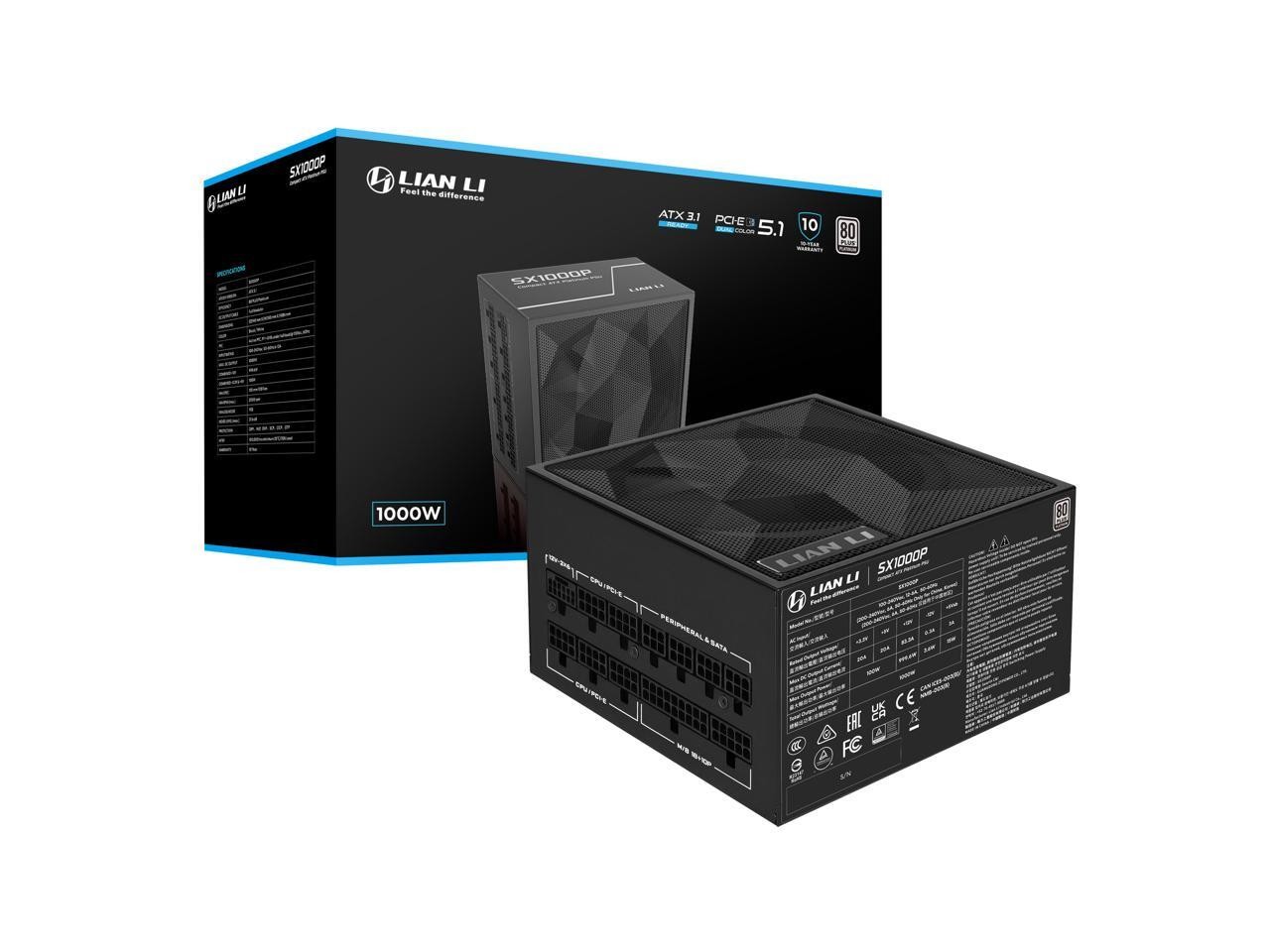 Lian Li SX Platinum 1000W SXP Compact ATX Form Factor Power Supply w/ 12V-2×6