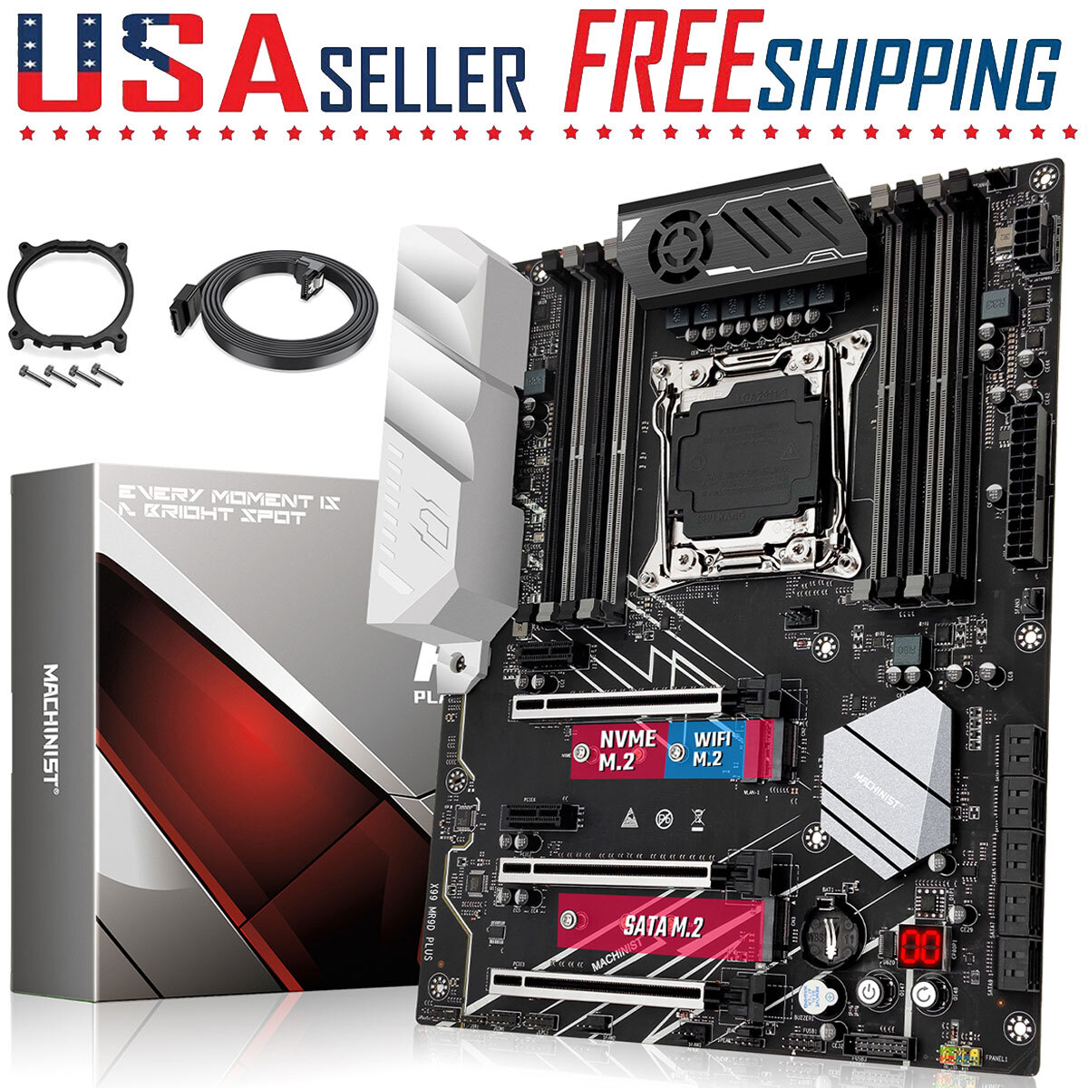 X99 Motherboard LGA 2011-3 DDR4 USB3.0 SATA WIFI NVME M.2 for intel i7, E5 V3 V4