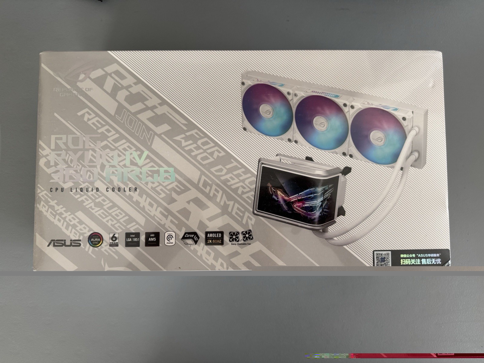 ASUS ROG RYUO IV 360 White ARGB AIO Liquid CPU Cooler 360mm Radiator AMOLED