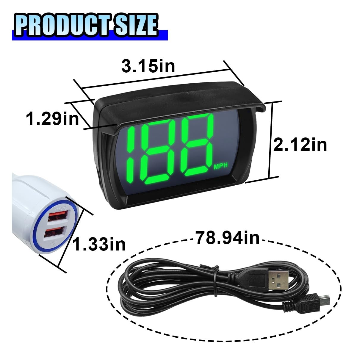 Car HUD GPS Digital Speedometer, MPH Speed Meter with LED Large Font Head Up …
