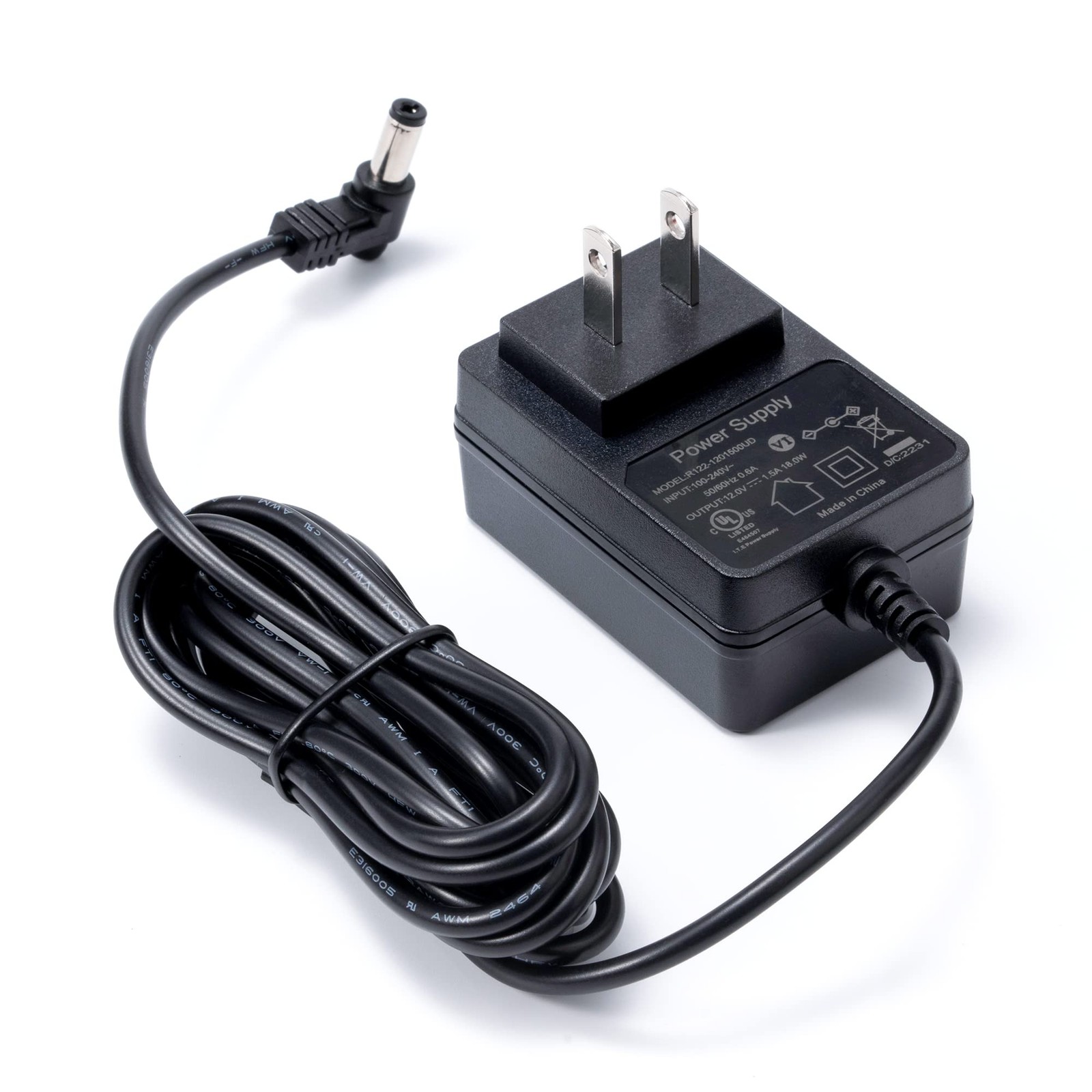 6.5ft 12V 2A Power Supply, 2M Cable 90 Degree 12V 2A Wall Charger Adapter, 10…