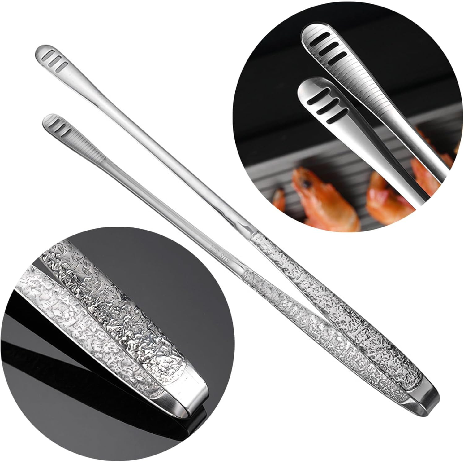 2 PCS 11 And 9.45 Inch Heavy Duty Stainless Steel BBQ Grill Cooking Tongs