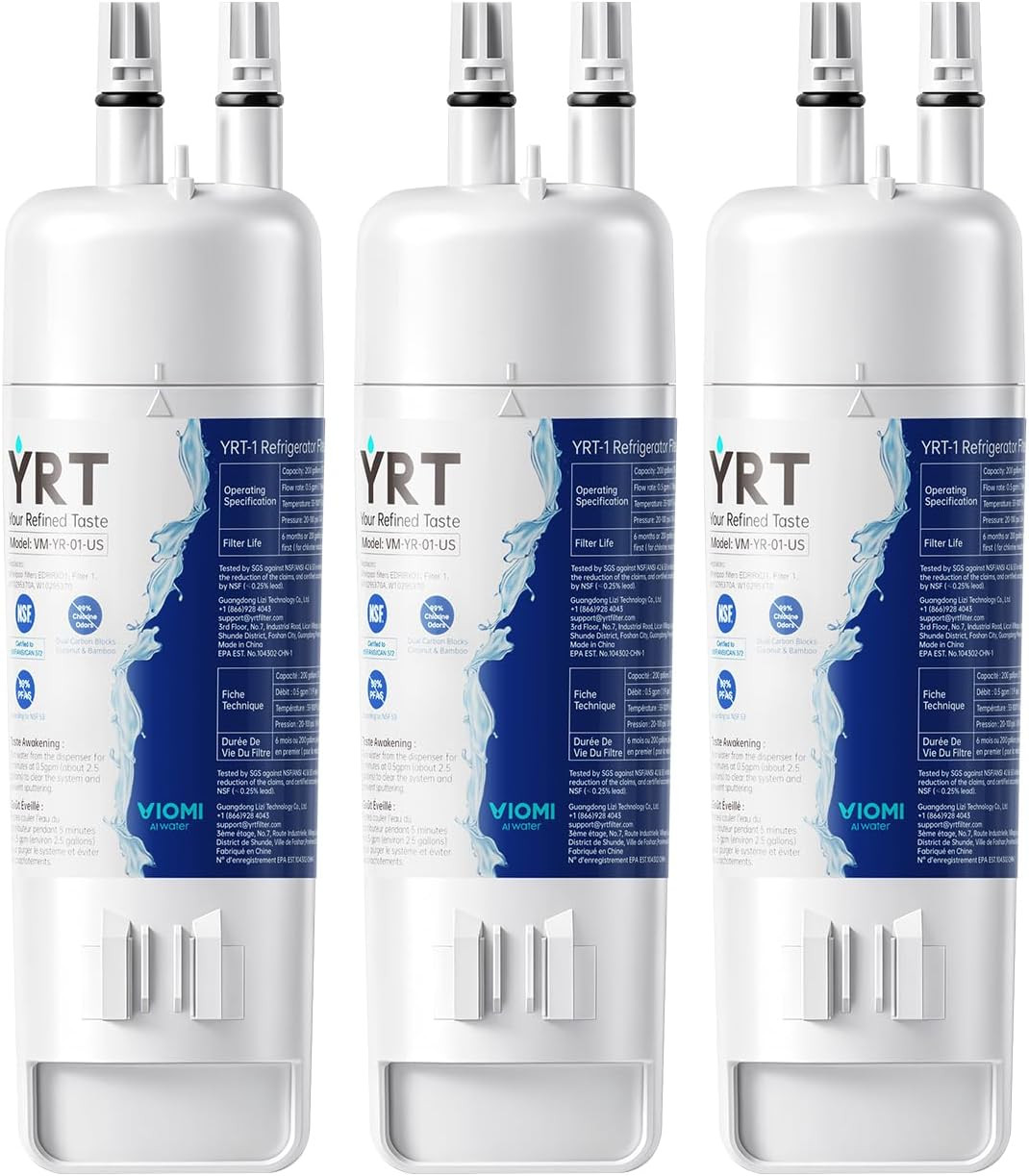 Refrigerator Water Filter Replacement Pack of 3 NSF Certified