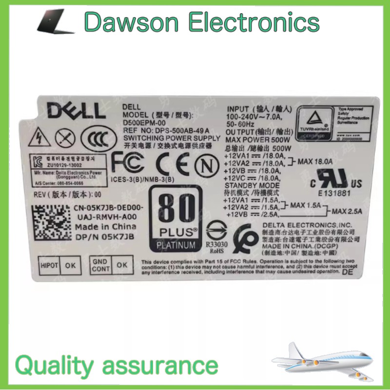 D500EPM-00 New For Dell G5 XPS 8940 7060 5060 7080MT 500W Power Supply PSU