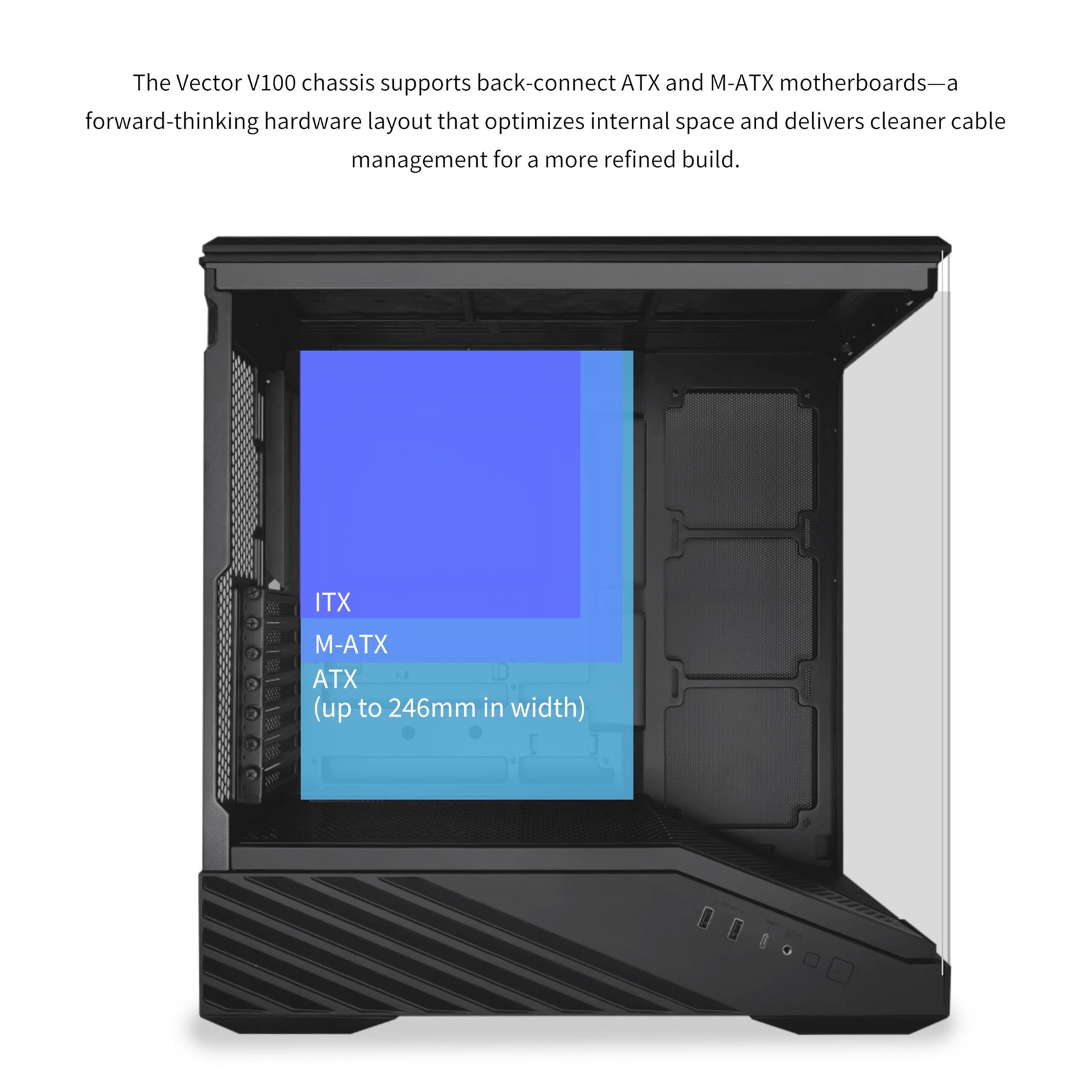 Lian Li V100 ATX Mid-Tower PC Case, 4 x 120mm ARGB PWM Fans Pre-Installed, LED R