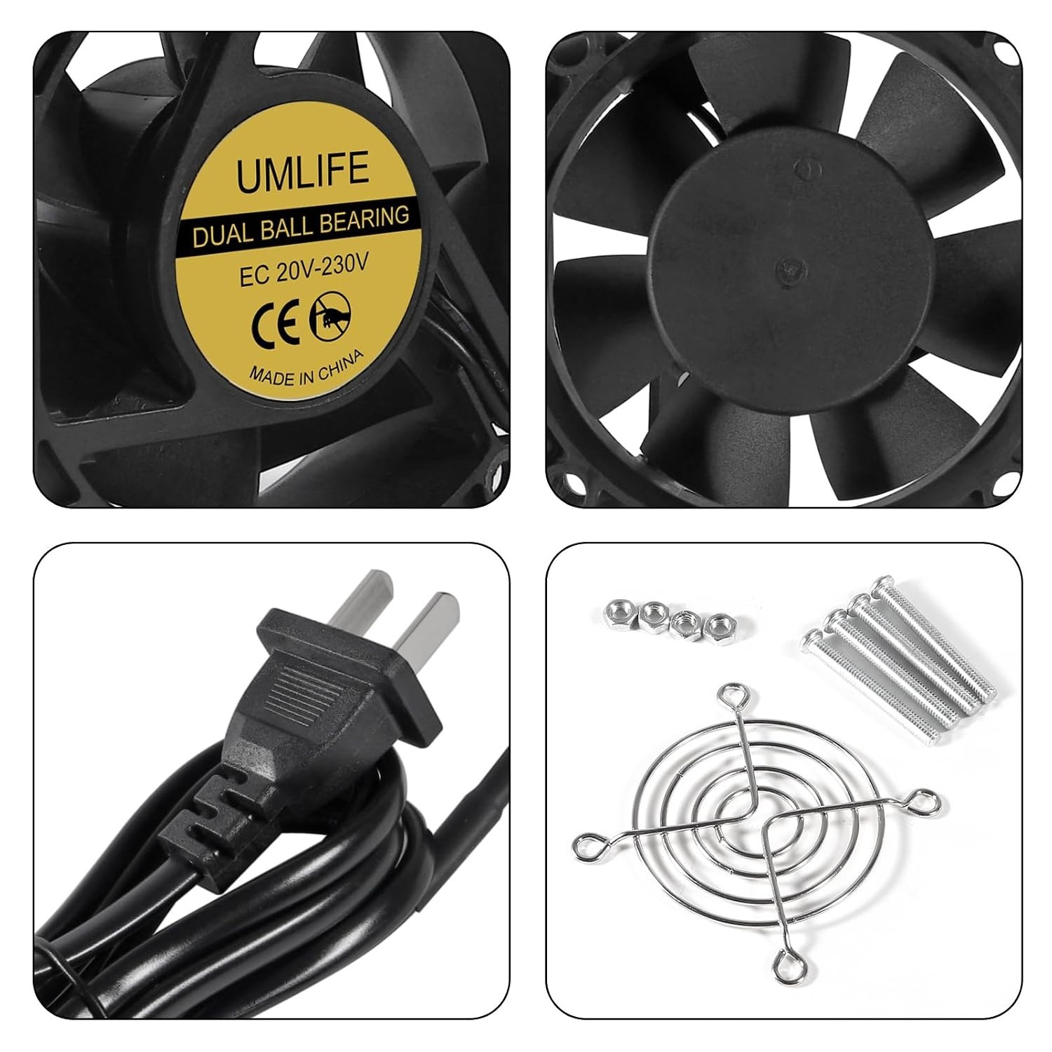EC Cooling Fan 60Mm X 60Mm X 25Mm AC 110V 115V 120V 220V 240V Dual Ball Bearings