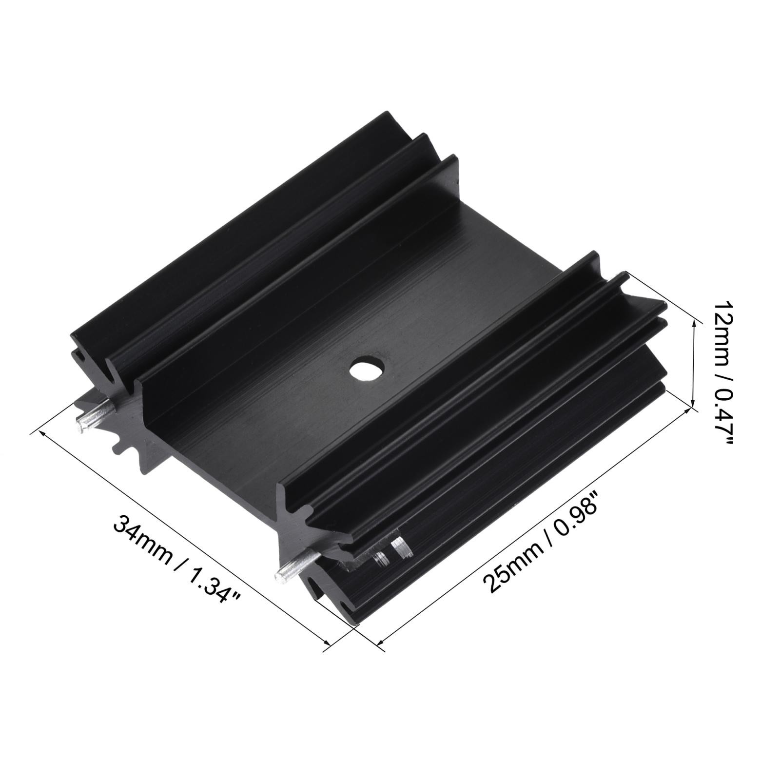 34mm x 25mm x 12mm TO-220 Aluminum Heatsink with 2 Black Pin Holder 10pcs