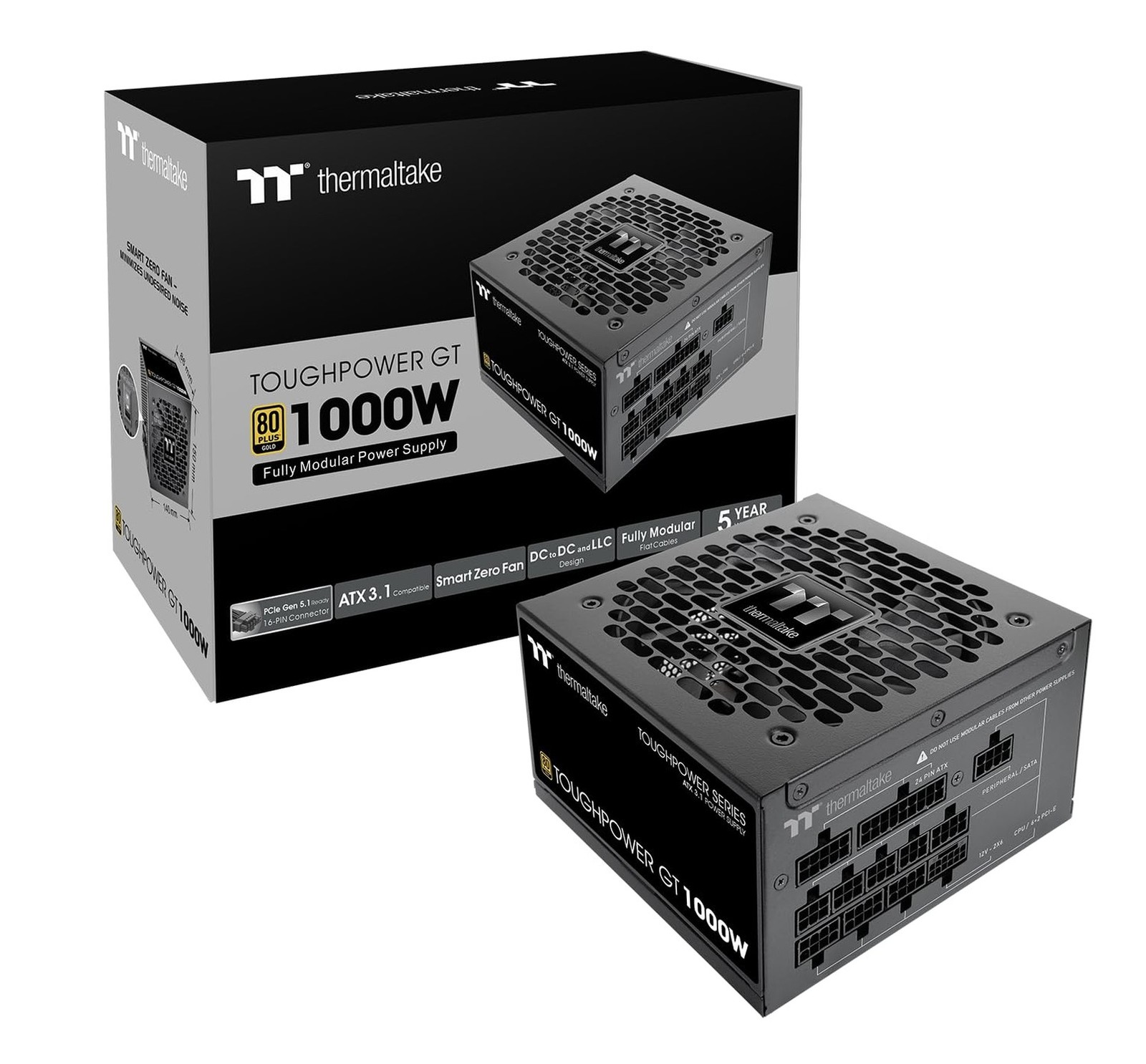 Thermaltake Toughpower GT 1000W; ATX 3.1; Native PCIe 5.1 12V-2×6; Full Modul…