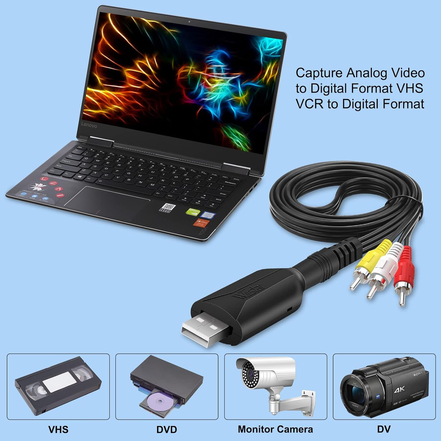 USB Audio Video Capture Card VHS VCR to Digital Converter | RCA AV
