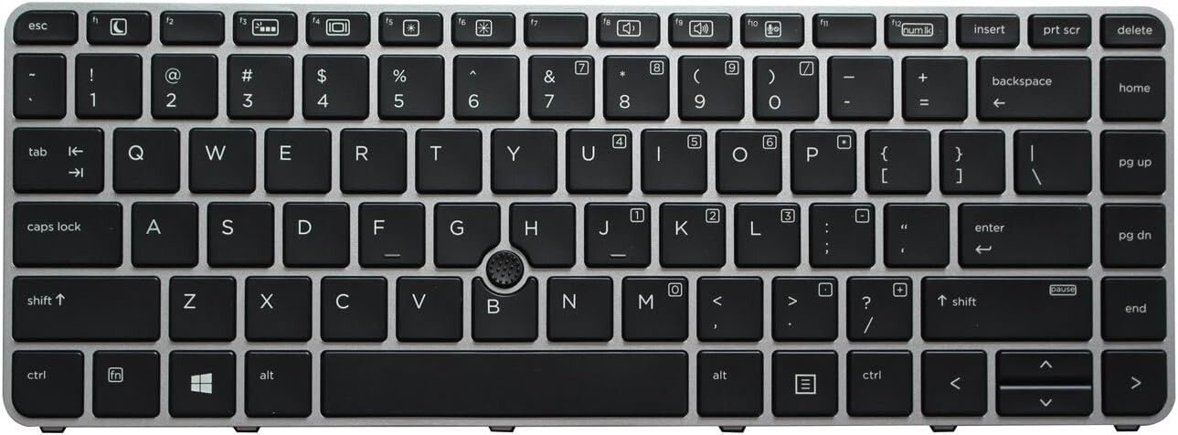 Original NEW HP Zbook 14u G4 Backlit W/Pointer Silver Frame US Layout Keyboard