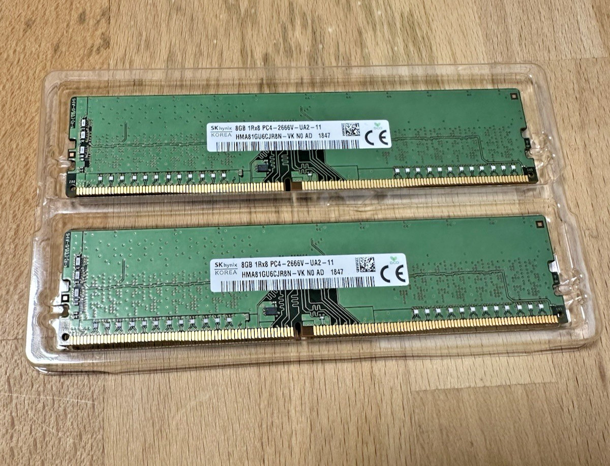 SK Hynix 16GB (2X8GB) 1RX8 PC4-2666V-UA2-11 HMA81GU6CJR8N-VK DDR4 RAM