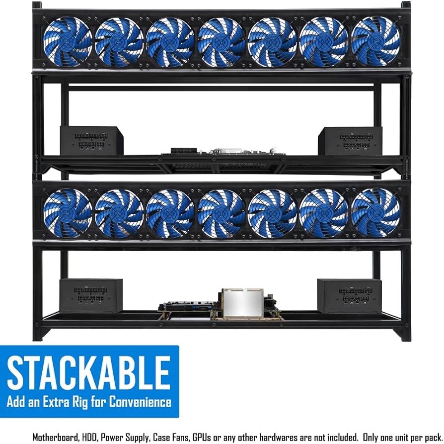 Kingwin 8 GPU Miner Rig Case Frame Premium Stackable Aluminum KC-8GPU