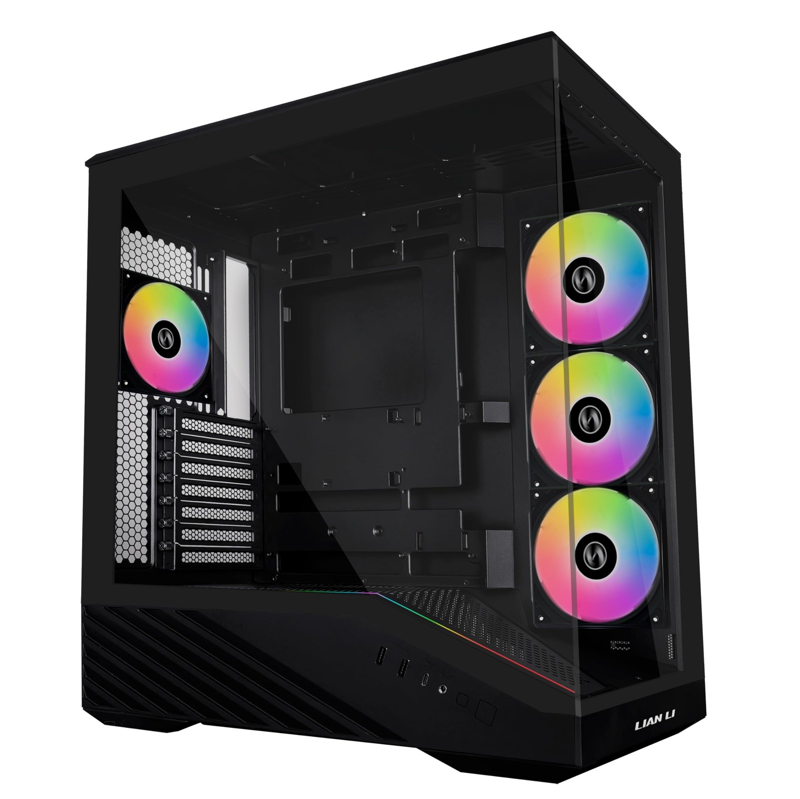 Lian Li V100 ATX Mid-Tower PC Case, 4 x 120mm ARGB PWM Fans Pre-Installed, LED R