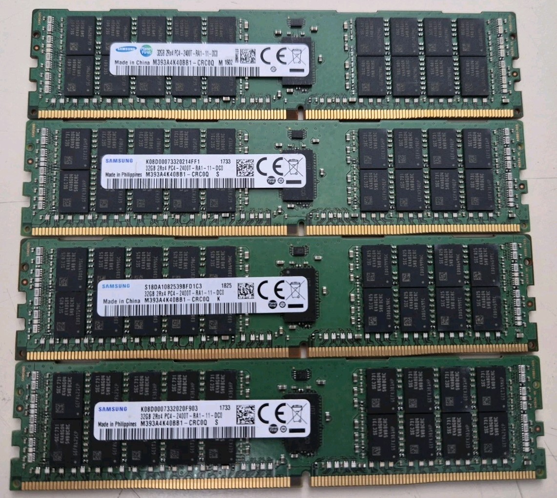 Samsung 128GB Kit (4x32GB) DDR4 PC4-2400T ECC Reg 288-Pin RDIMM M393A4K40BB1