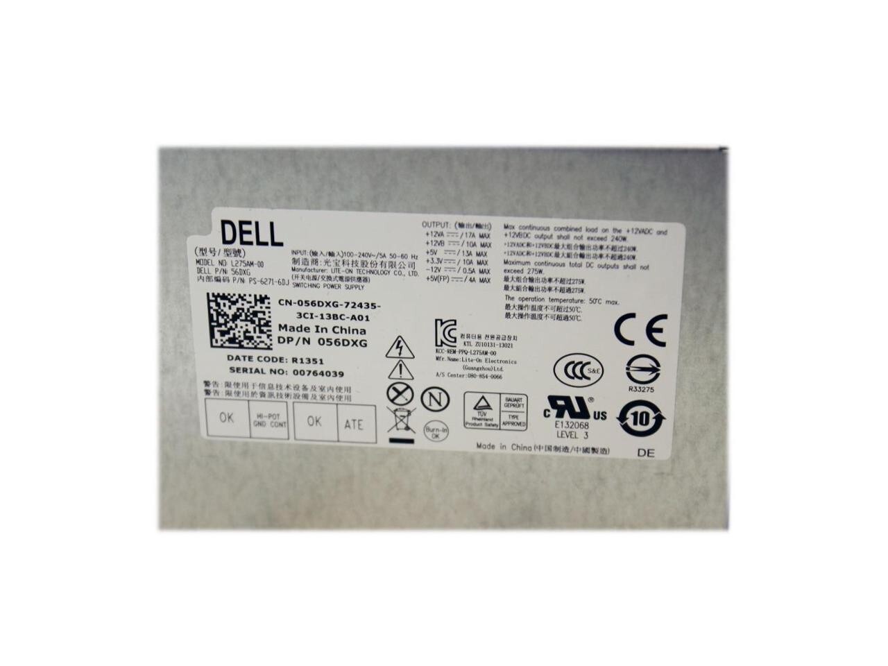 Dell Optiplex 390 3010 7010 9010 Precision T1500 275W Power Supply L275AM-00 US