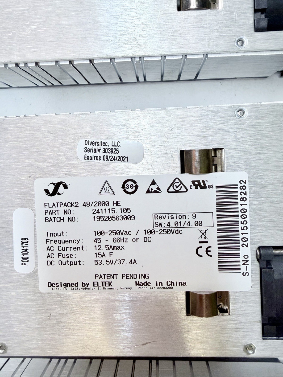 X3 Eltek Flatpack2 48/2000 HE Rectifier Module 241115.105 Rev. 9 | Clean Pins