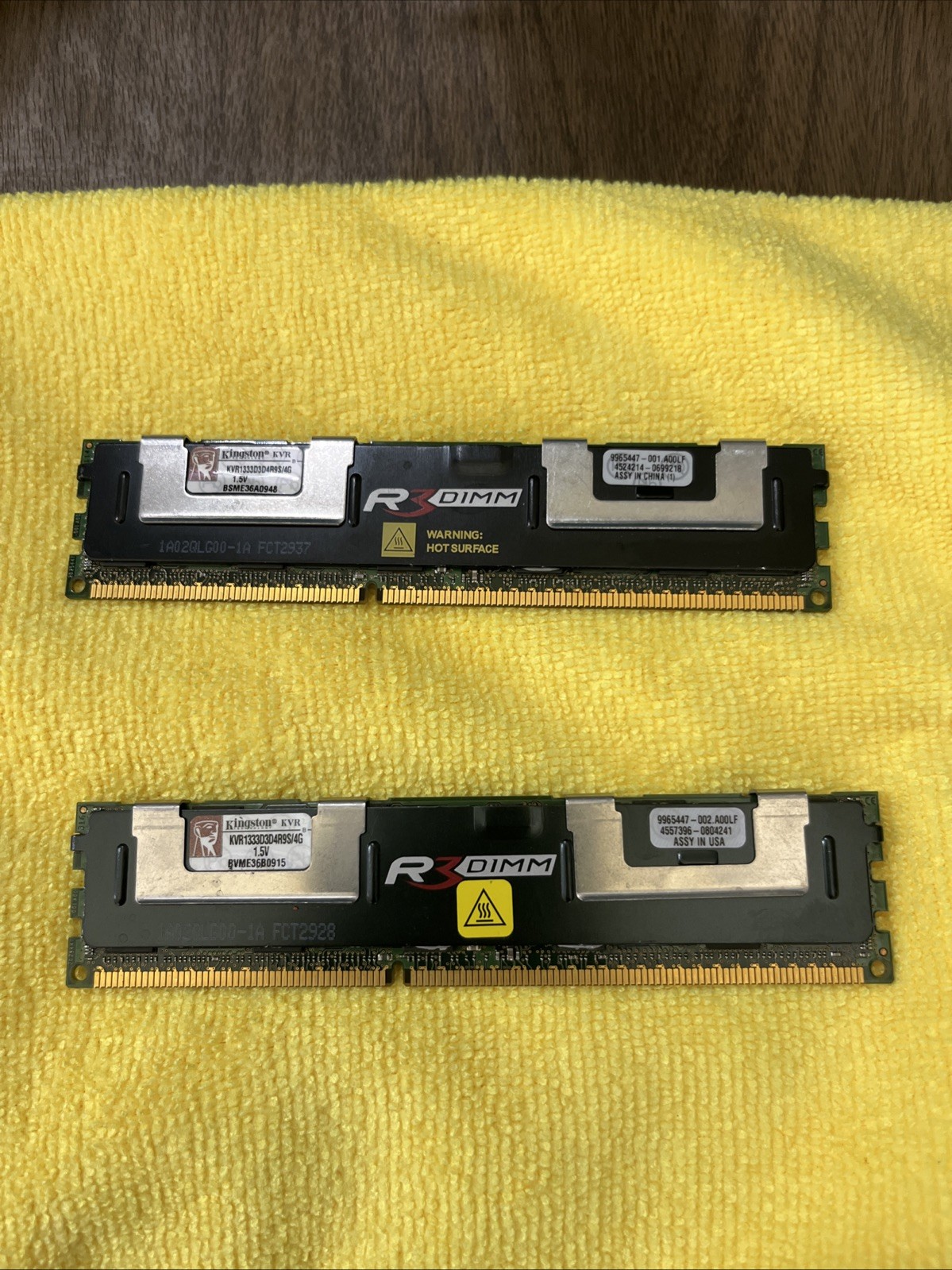 2x 4GB (8GB) KINGSTON KVR1333D3D4R9S-4G PC3-10600R DDR3 1333 ECC REG SERVER RAM