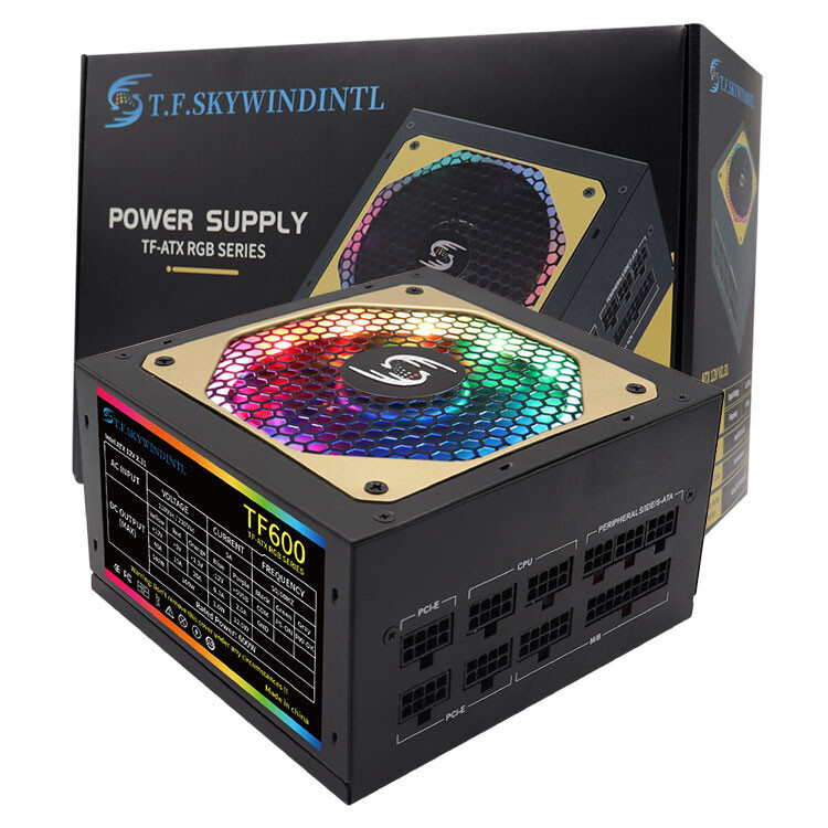 New RGB Gaming 600w Power Supply Full-Modular ATX PC Case PSU Power Supplies