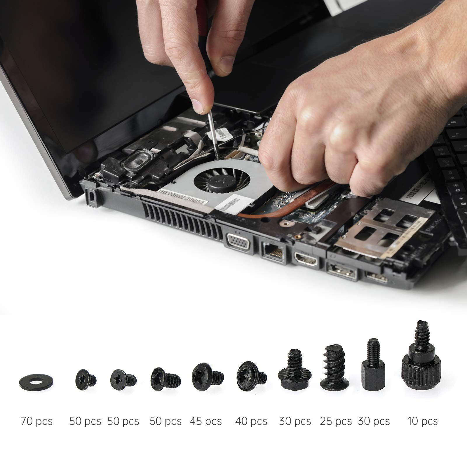 400Pcs Computer Screws Standoffs Kit SSD Screw for Universal Motherboard PC Comp