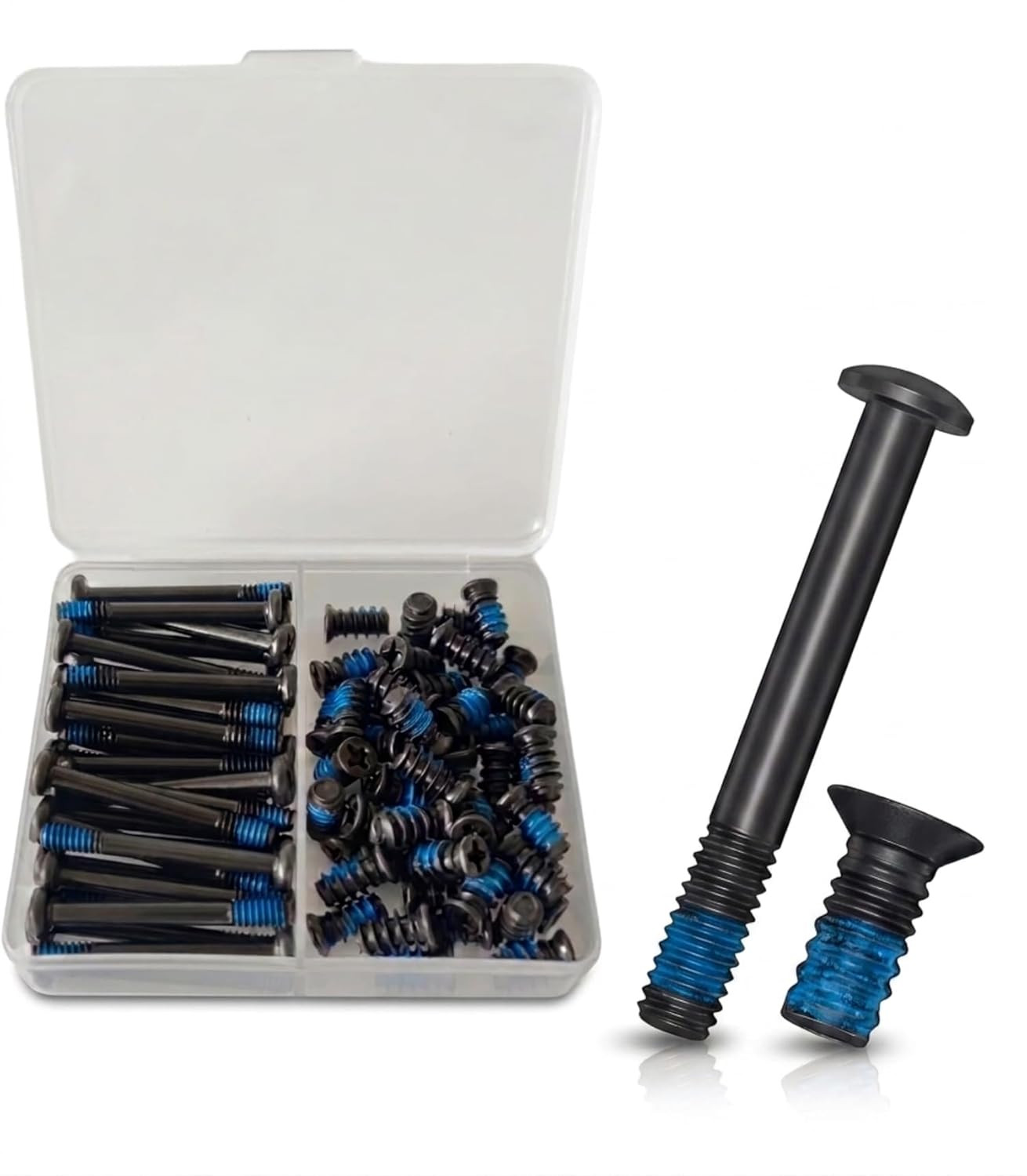 80Pcs PC Fan Screw Kit – Black Carbon Steel Screws with Blue Nylon Patch (30X UN
