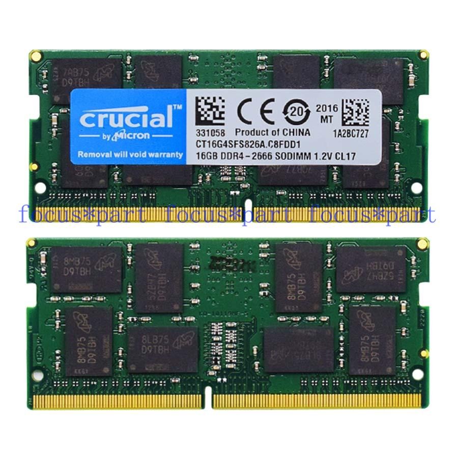 Crucial 32GB=2x16GB Ram DDR4 2666 MHz PC4-21300 SO-DIMM Laptop Memory 260-Pin
