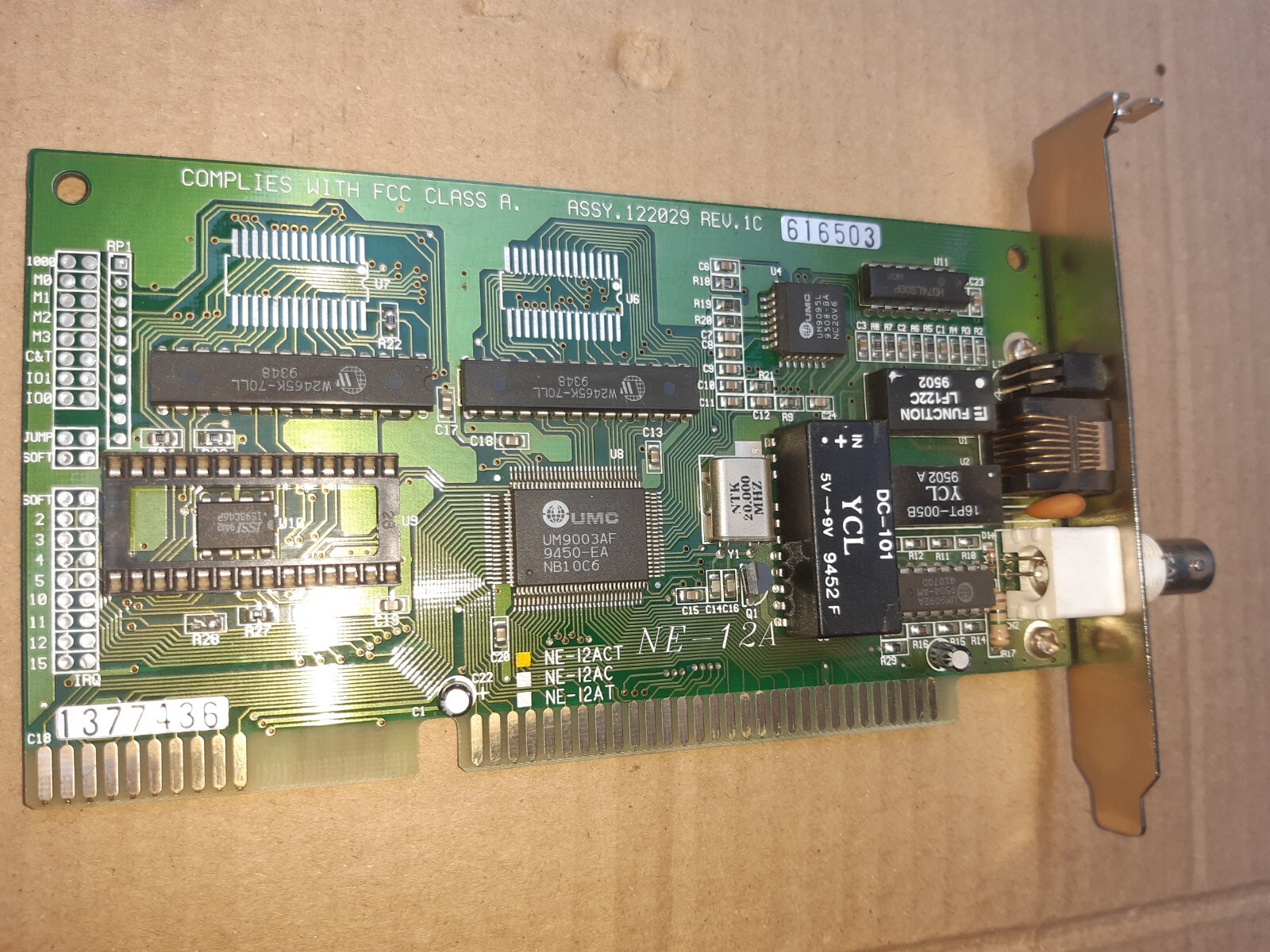 NE-12A NETWORK CARD WITH BNC AND RJ-45 CHIPSET UM9003AF NE-12ACT