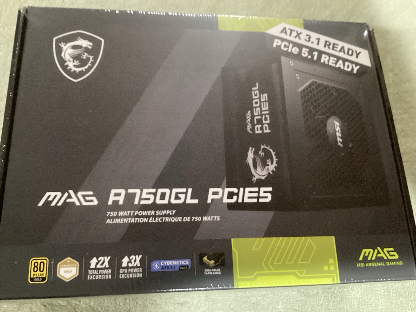 MSI – MAG A750GL PCIE 5 750W ATX 3.1 Gaming Power Supply – FACTORY SEALED