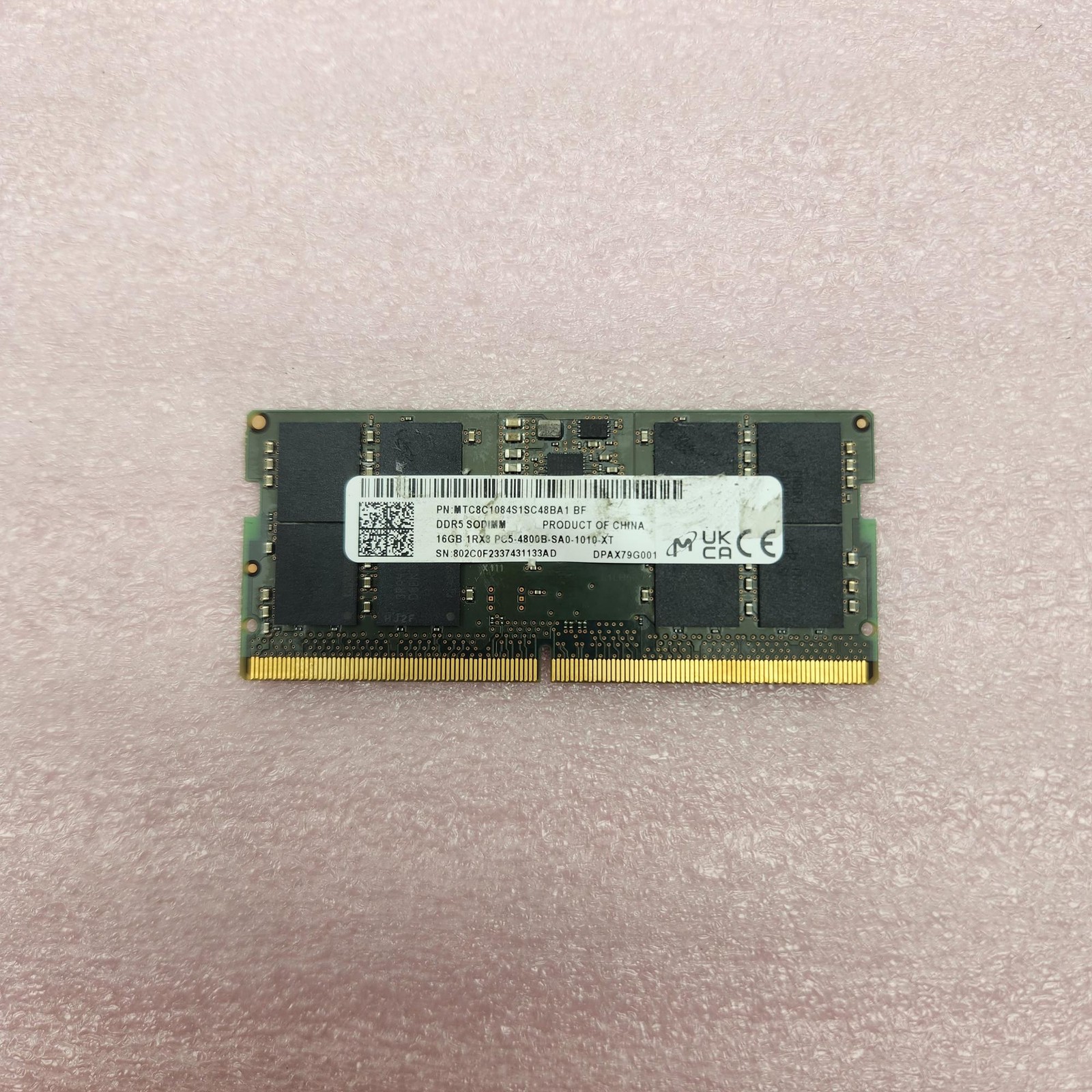 Micron 16GB (1x16GB) DDR5-4800 SODIMM Laptop RAM Memory – Good