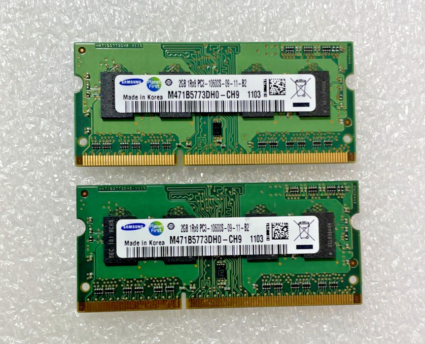 SAMSUNG 4Gb 2Rx8 DDR3 PC3-10600S LAPTOP SODIMM RAM MEMORY M471B5273DH0-CH9