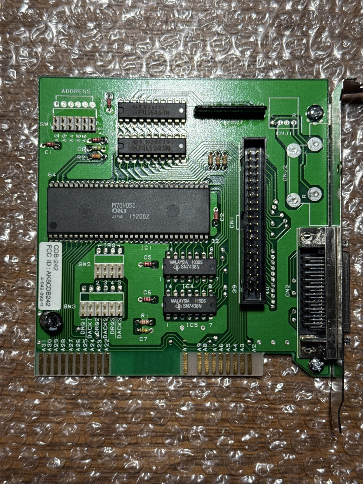 SONY CDB-242 ISA CD-ROM HOST ADAPTER GCMK-128X 1-635-742-12 FCC ID AK8CDB242