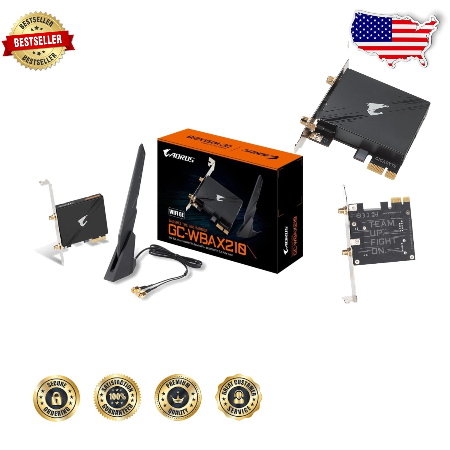 Intel AX210 WiFi 6E PCIe Card – Ultra-Fast 2400Mbps, Bluetooth 5.2