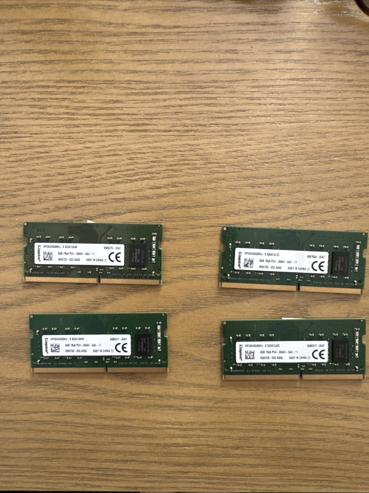 4 x Kingston 8GB 1Rx8 PC4-2666V-SA2-11 Laptop RAM Memory HP26D4S9S8HJ-8