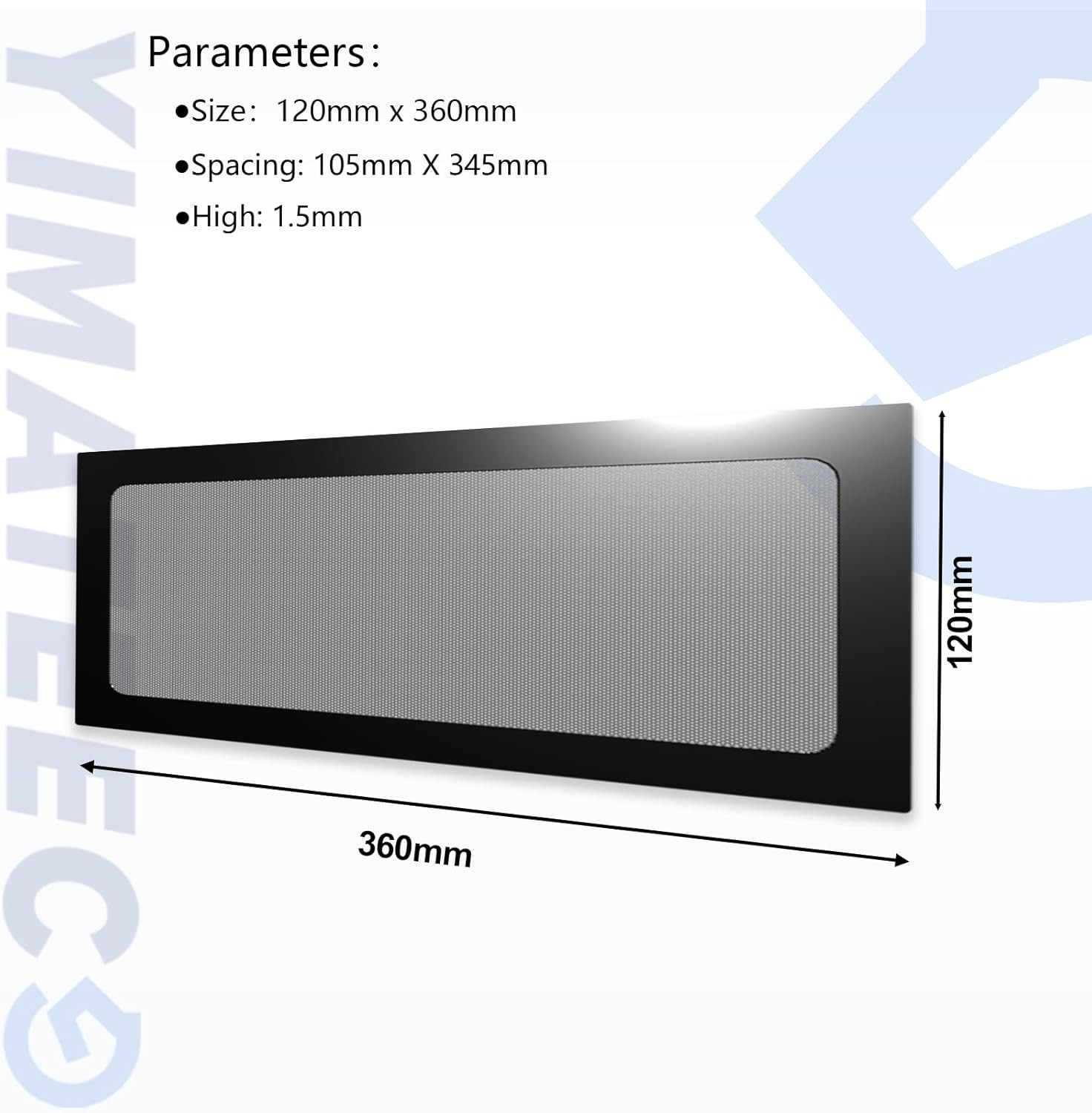 Magnetic Dust Filter for PC Fans, 360x120mm, 2-Pack, Black PVC Mesh