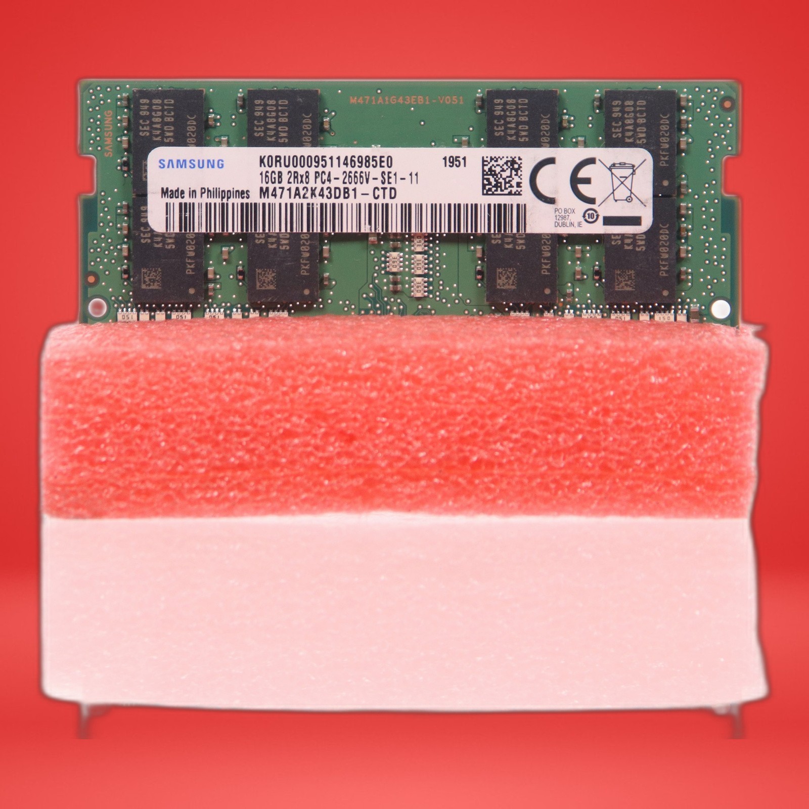 Samsung 16GB DDR4 2666 SODIMM Laptop RAM PC4-21300 2Rx8 M471A2K43CB1-CTD