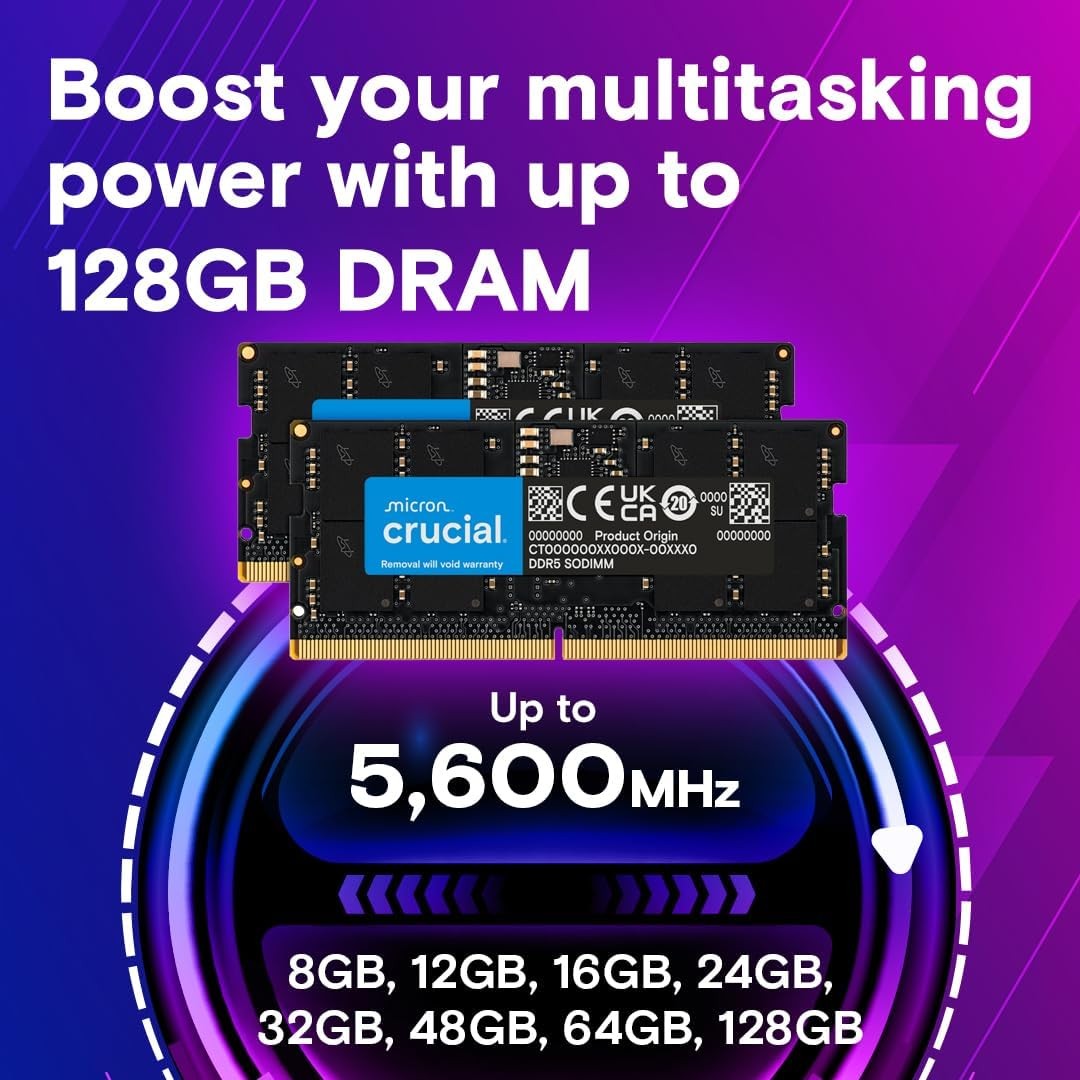 Crucial 64GB (2x32GB)DDR5 RAM 5600MHz (or 5200MHz or 4800MHz) Laptop Memory Kit