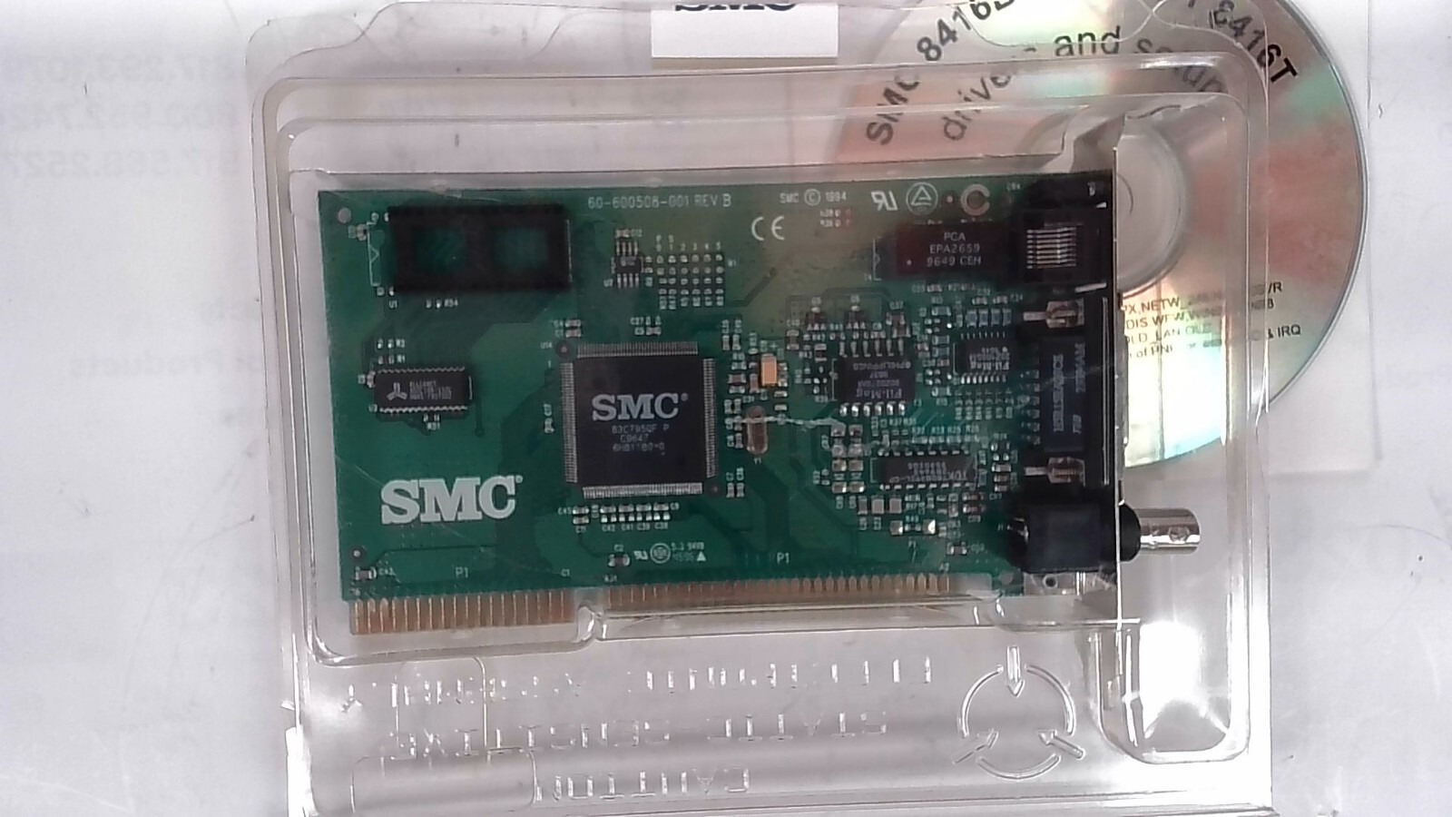 SMC 8416BTA 60-600508-001 Rev. B ISA Ethernet Card ISA BNC AUI 10BT RJ45