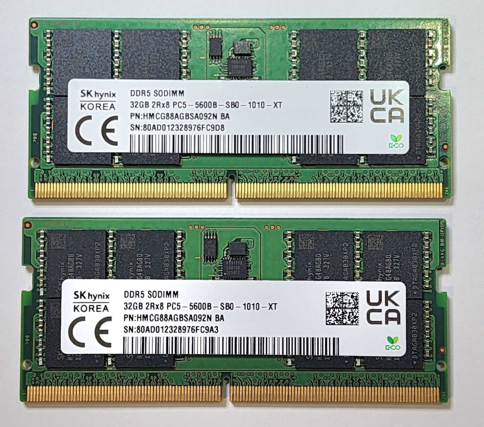 64GB(2x 32GB)SK Hynix HMCG88AGBSA092N-BA PC5-5600B DDR5 SODIMM Laptop Memory RAM