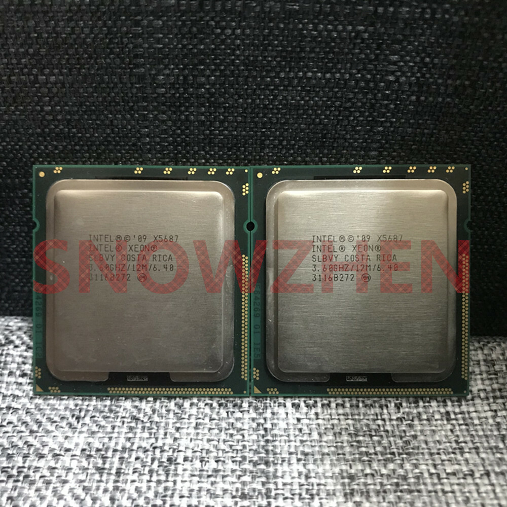Matching pair Intel Xeon X5687 CPU 4-Core 3.6 GHz 12 M SLBVY LGA 1366 Processor
