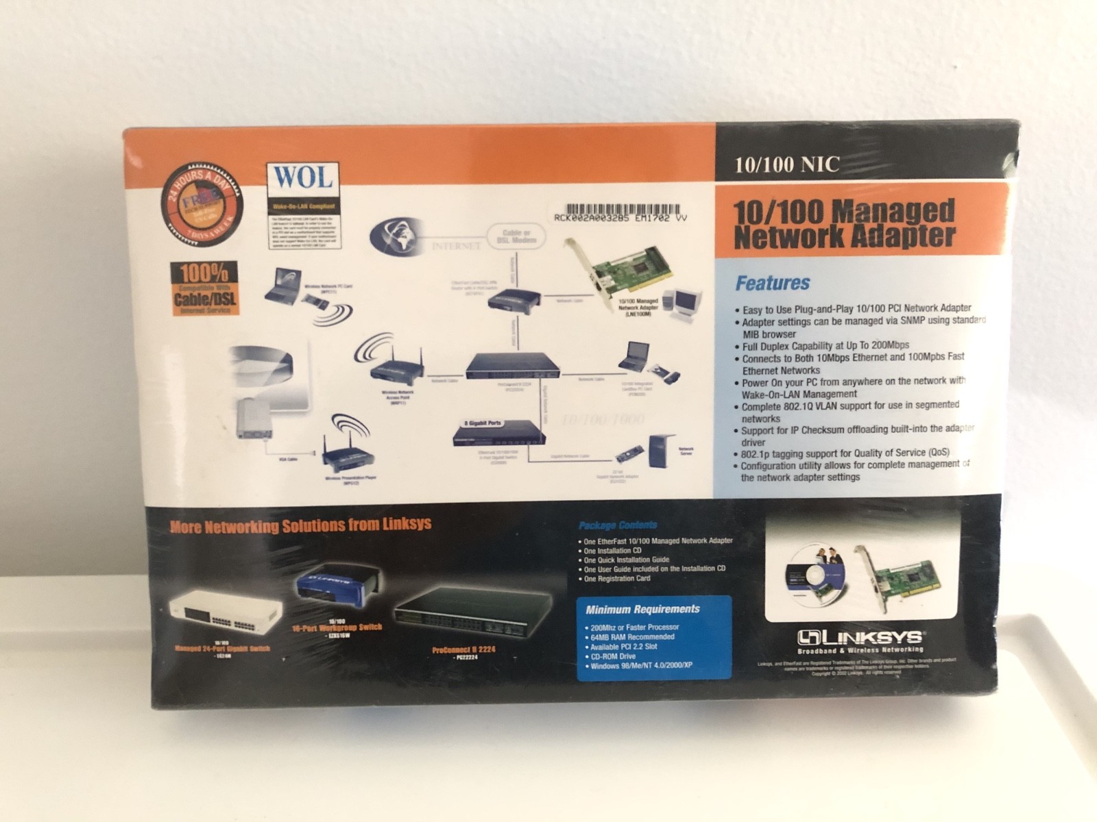 Linksys LNE100M Managed Network Adapter 10/20/100/200Mbps PCI – NEW