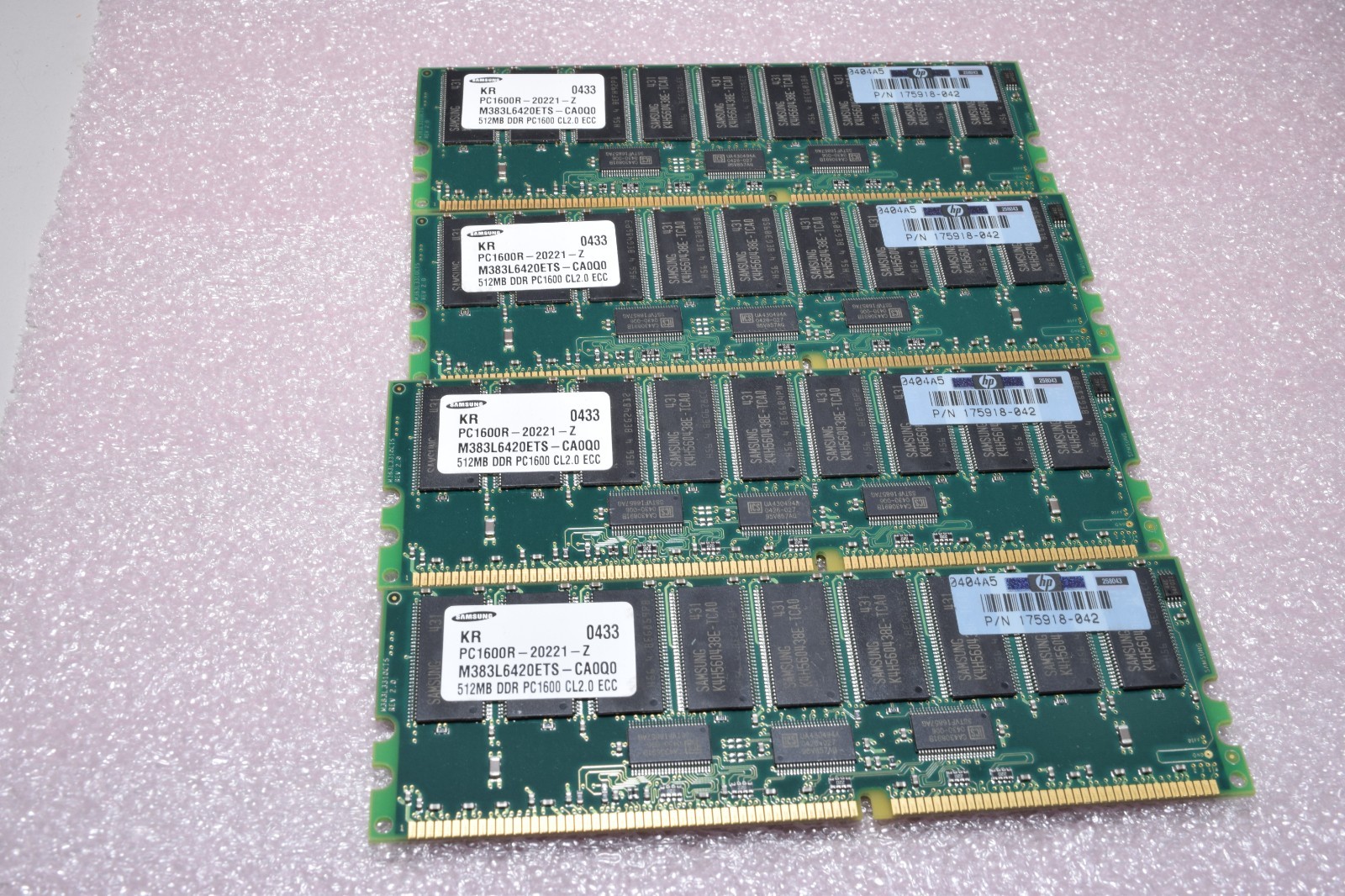 Lot 4 Samsung M383L6420ETS PC1600R 512MB ECC DDR Memory 5660